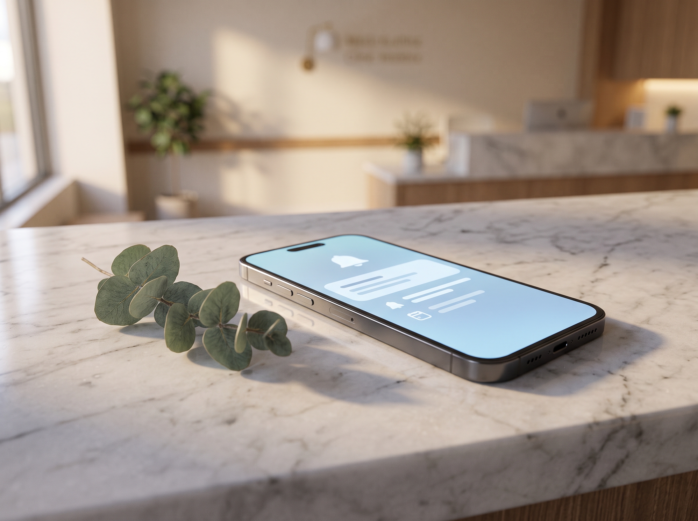 Rappel de rendez-vous affiché sur un smartphone dans une clinique